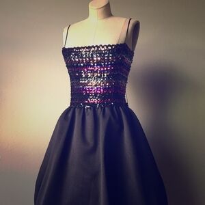Vintage Strapless Sequin Black Dress